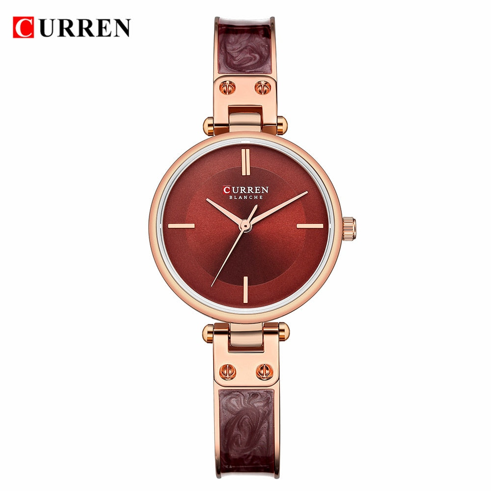 CURREN Luxury Brand Rose Gold Women Leather Watches